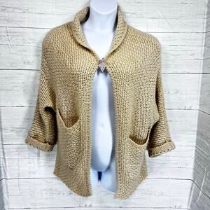 Vintage Handmade small beige crochet Afghan cardigan granny cottagecore coquette